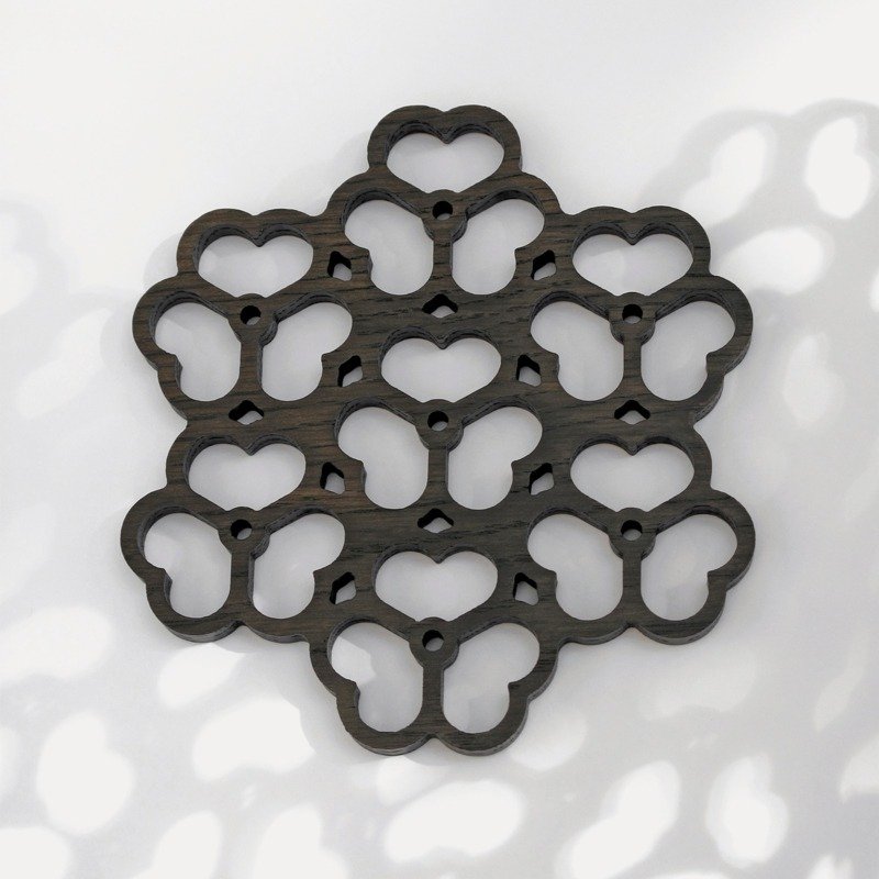 三叶草杯垫(一盒两片) - 杯垫 - 木头 黑色