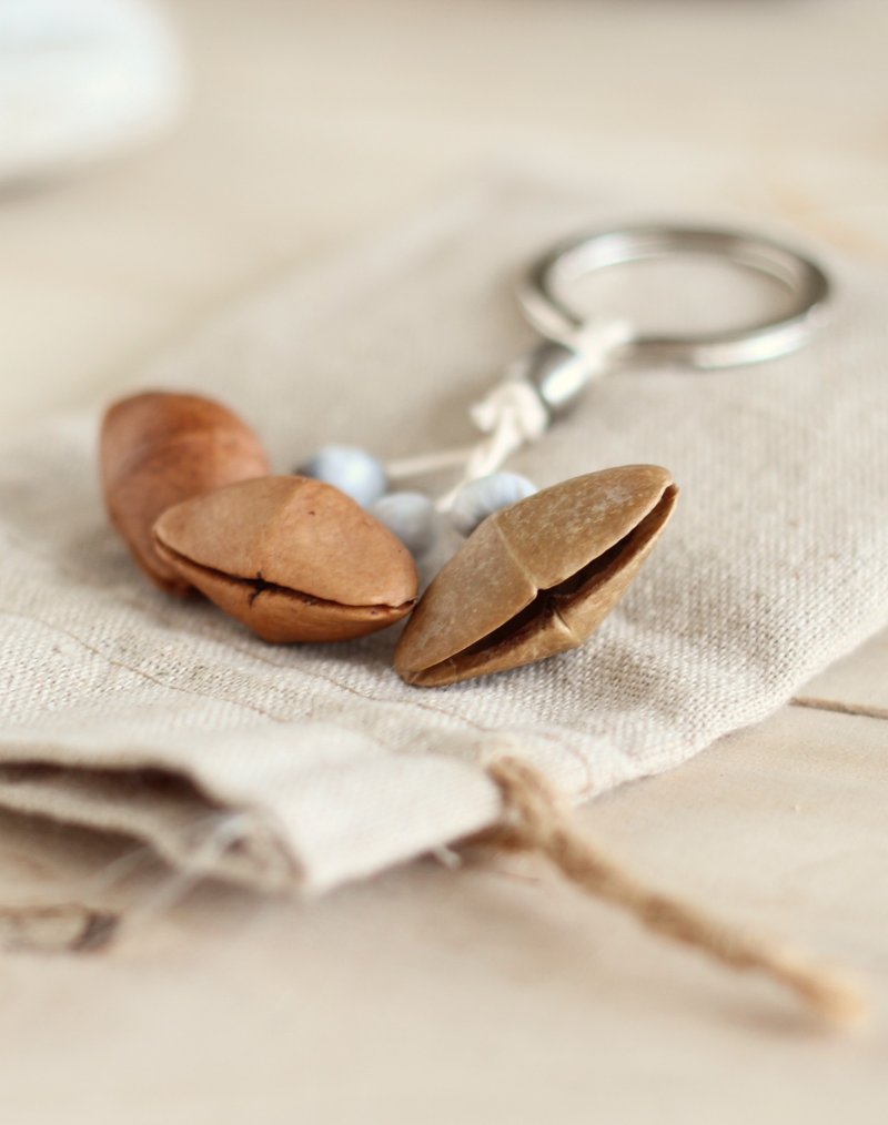 黄花夹竹桃钥匙圈 ─ 好运、财富 - 钥匙链/钥匙包 - 植物．花 咖啡色