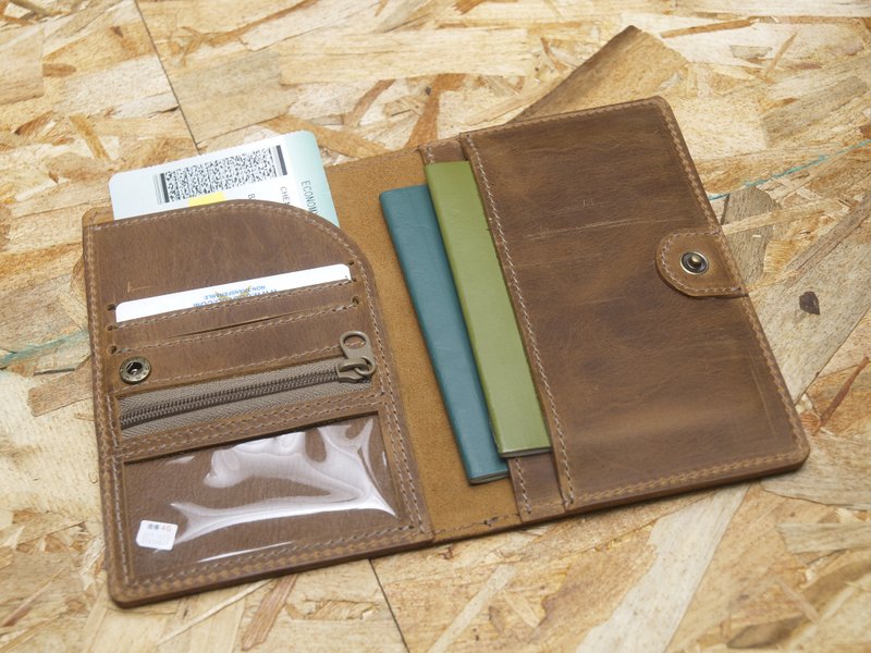 ‘玩皮女孩’复古咖＿护照套(无logo，免费烙印），手工牛皮，护照 - 护照夹/护照套 - 真皮 咖啡色