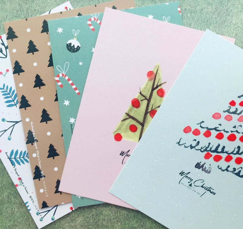 洛可可草莓 WELKIN手创_耶诞夜小确幸手工明信片-圣诞树系列5组 - 卡片/明信片 - 纸 