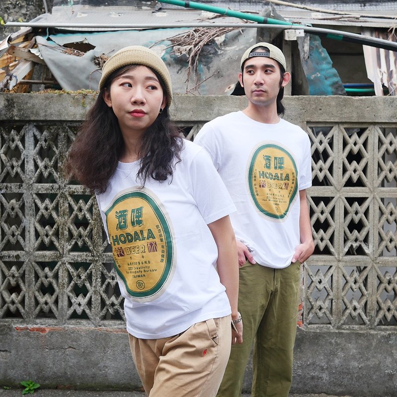 复古T-shirt-啤酒BEER(白色) 男生礼物推荐　毕业礼物推荐 - 男装上衣/T 恤 - 棉．麻 白色
