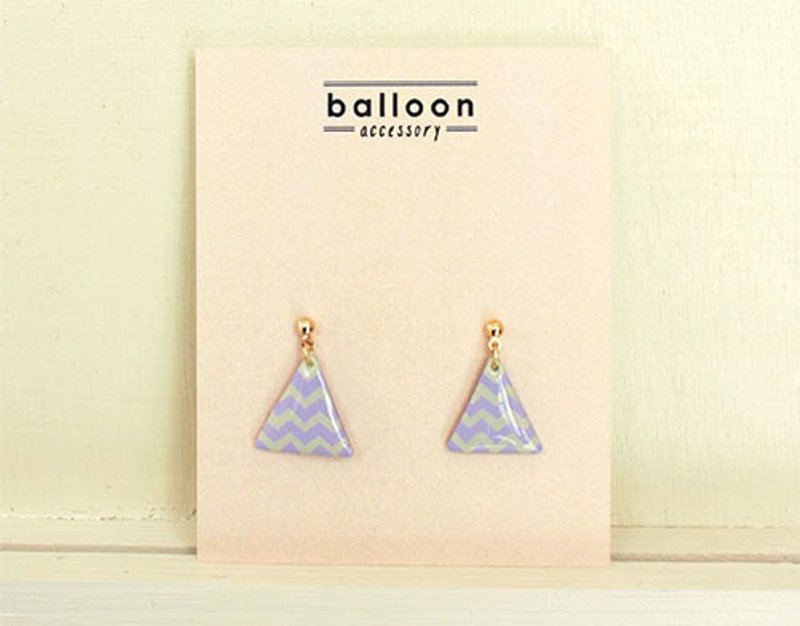 几何三角形耳环（紫色 x 绿色） - 耳环/耳夹 - 塑料 紫色