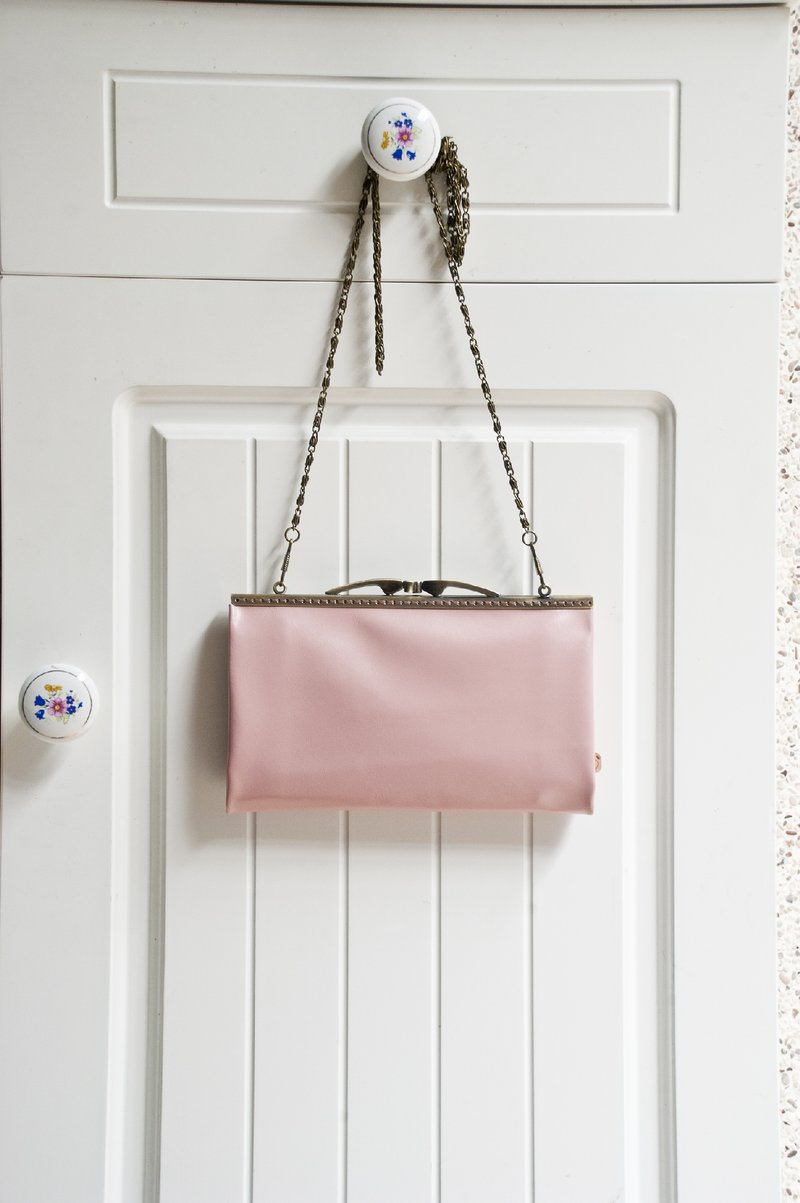 羊皮口金肩背包-粉红色 - 侧背包/斜挎包 - 真皮 粉红色