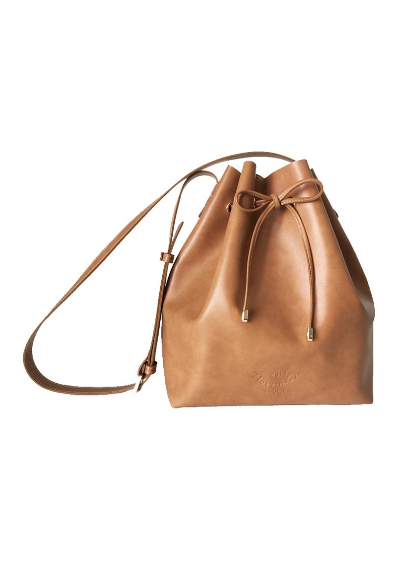 大型黑色手工聚氨酯斜背包 ( Classic Bucket Bag ) - 其他 - 人造皮革 咖啡色