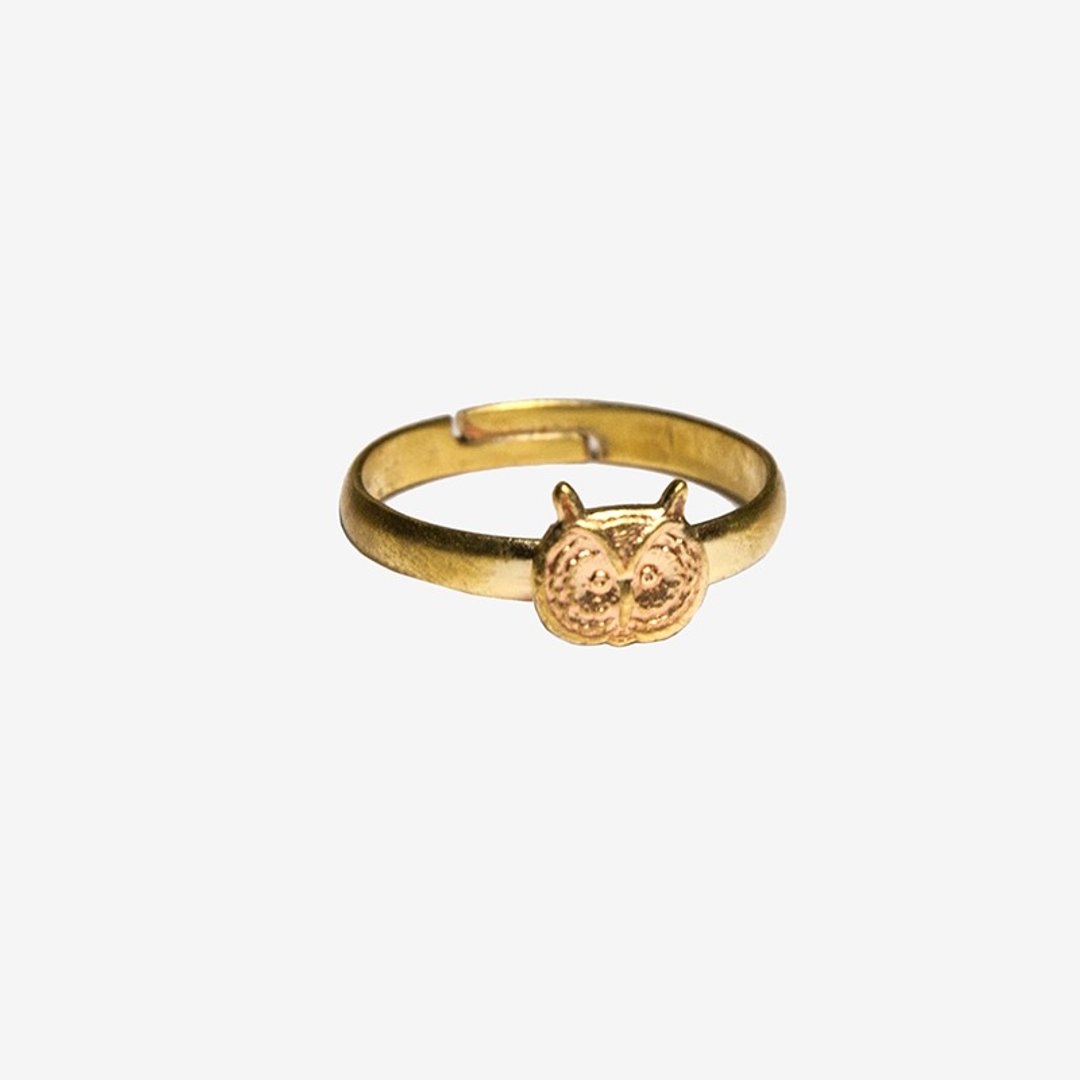 [Indigo] 猫头鹰黄铜戒指 - 戒指 - 其他金属 金色