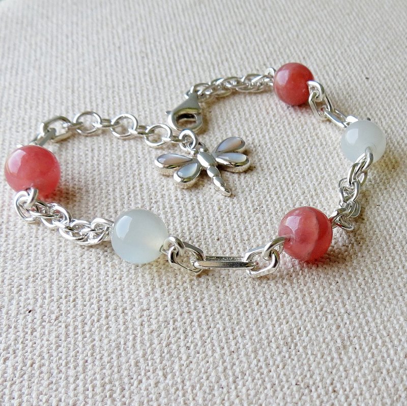 【罂［恋·链］粟】纯银时尚〝璀璨之恋〞红纹石+月光石手链*招好桃花喔! - 手链/手环 - 宝石 