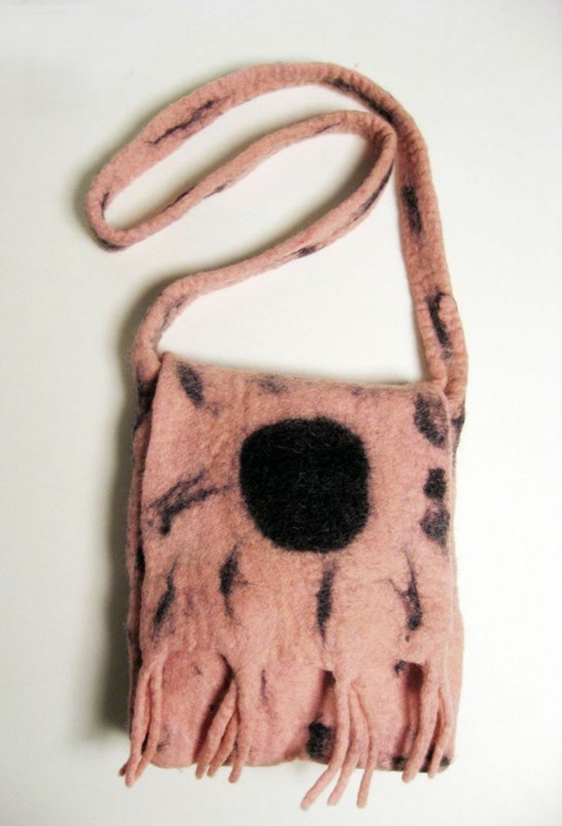 羊毛毡圆点{粉菊} 斜背包 肩背包 - 侧背包/斜挎包 - 羊毛 粉红色