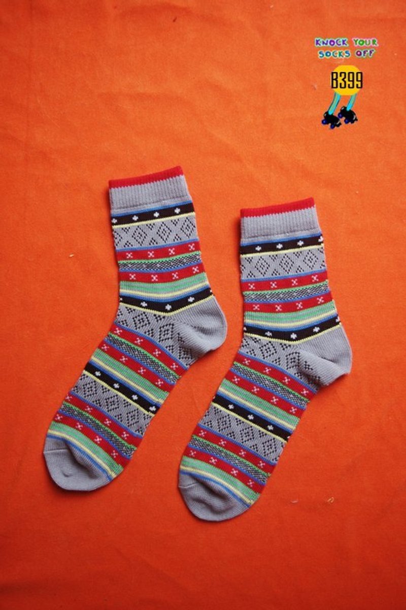 灰底几何针织袜!!夏漪眺=knock your socks off !! - 袜子 - 其他材质 灰色