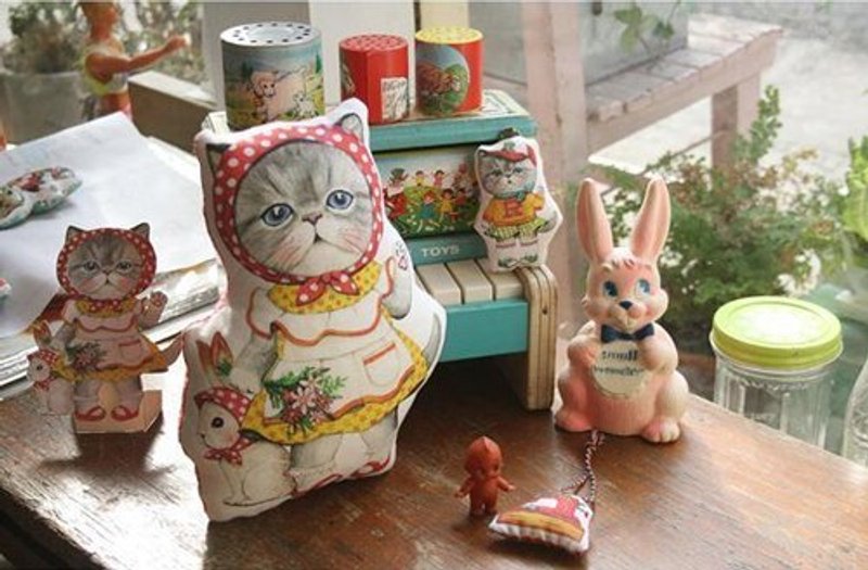 Mr.BUTTER奶油先生│超萌感。韩国插画家设计~水玉包巾猫娃 - 玩偶/公仔 - 其他材质 