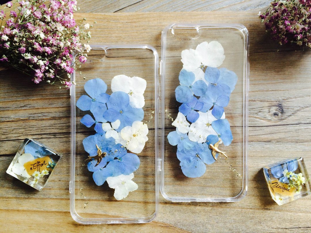 绣球花/紫阳花手机壳 iPhone case (蓝天白云 燕子飞翔) - 手机壳/手机套 - 其他材质 白色
