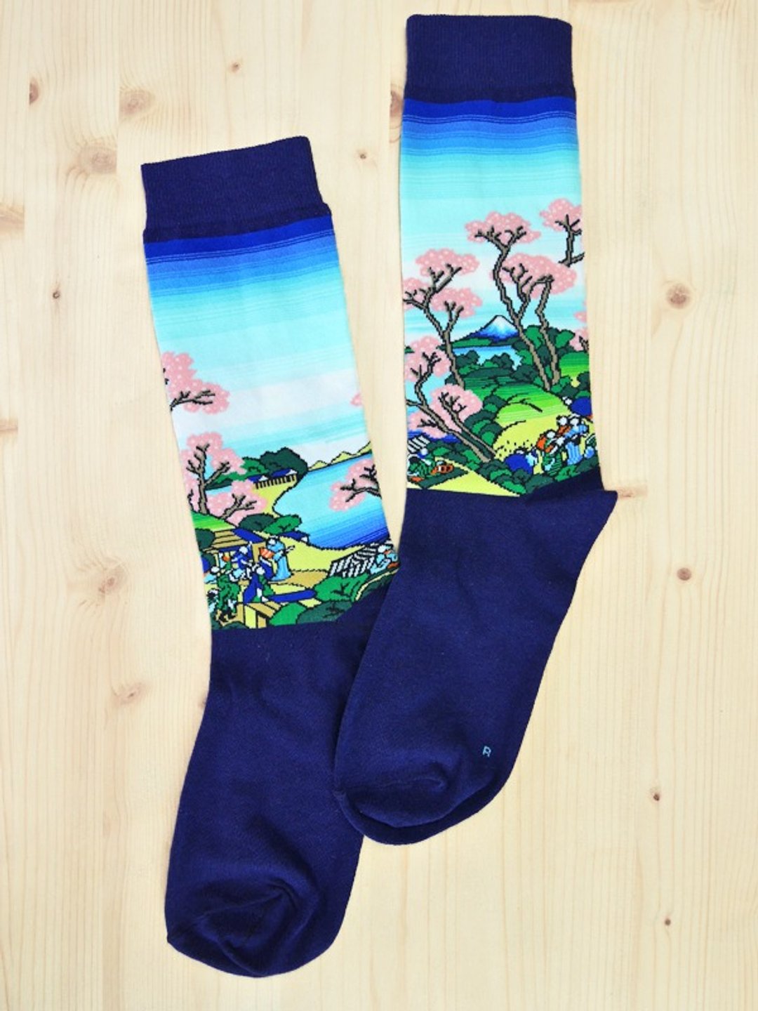 JHJ Design 加拿大品牌 高彩度针织棉袜 浮世绘系列 - 富士东海道品川御殿山袜子(针织棉袜) 日本风 - 袜子 - 其他材质 