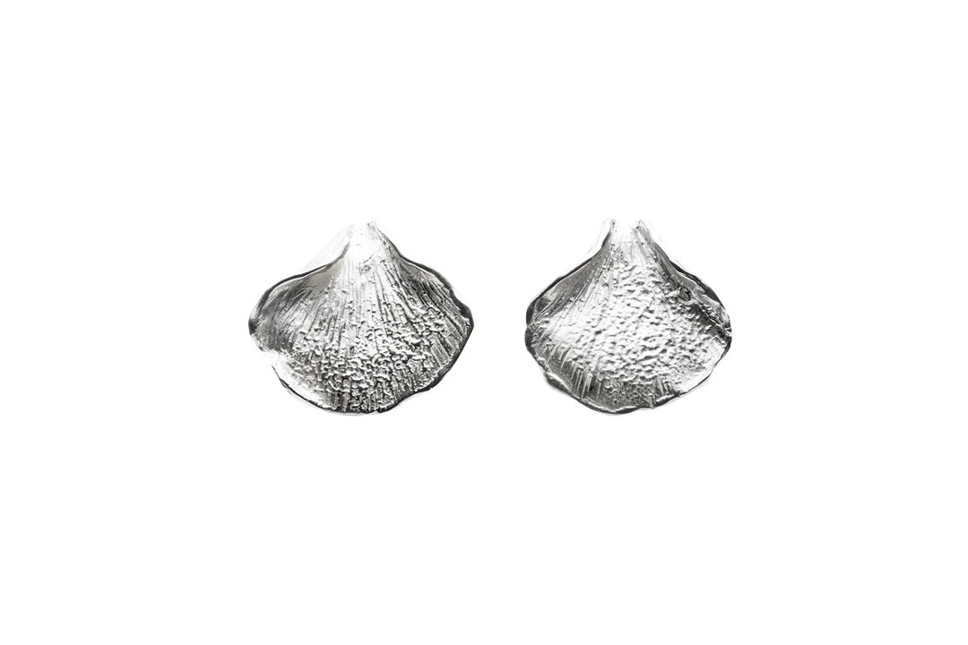植物标本-玫瑰花瓣耳环 - 耳环/耳夹 - 其他金属 灰色