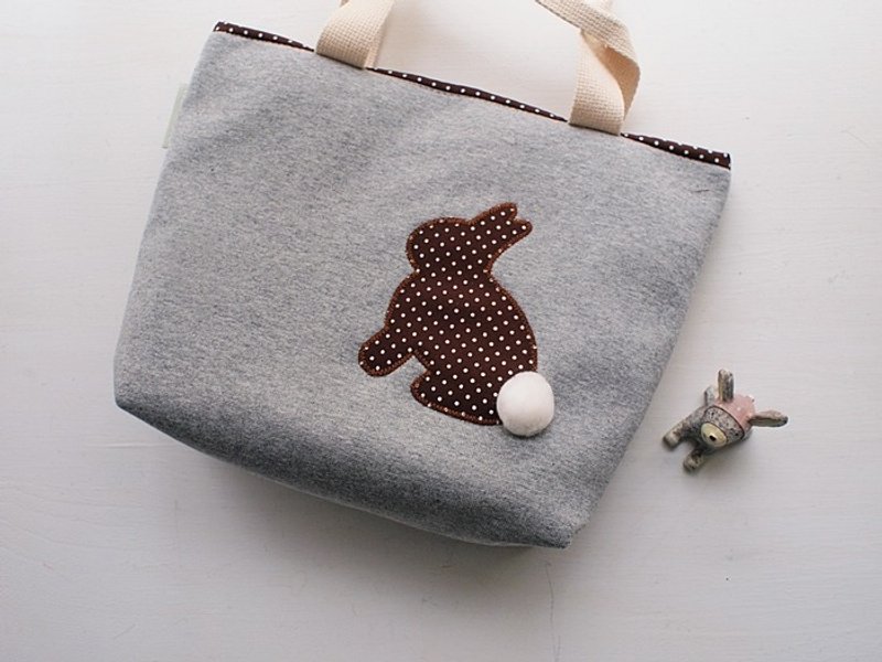 hairmo。咖啡点点兔外出手提袋拉链款 - 手提包/手提袋 - 其他材质 灰色