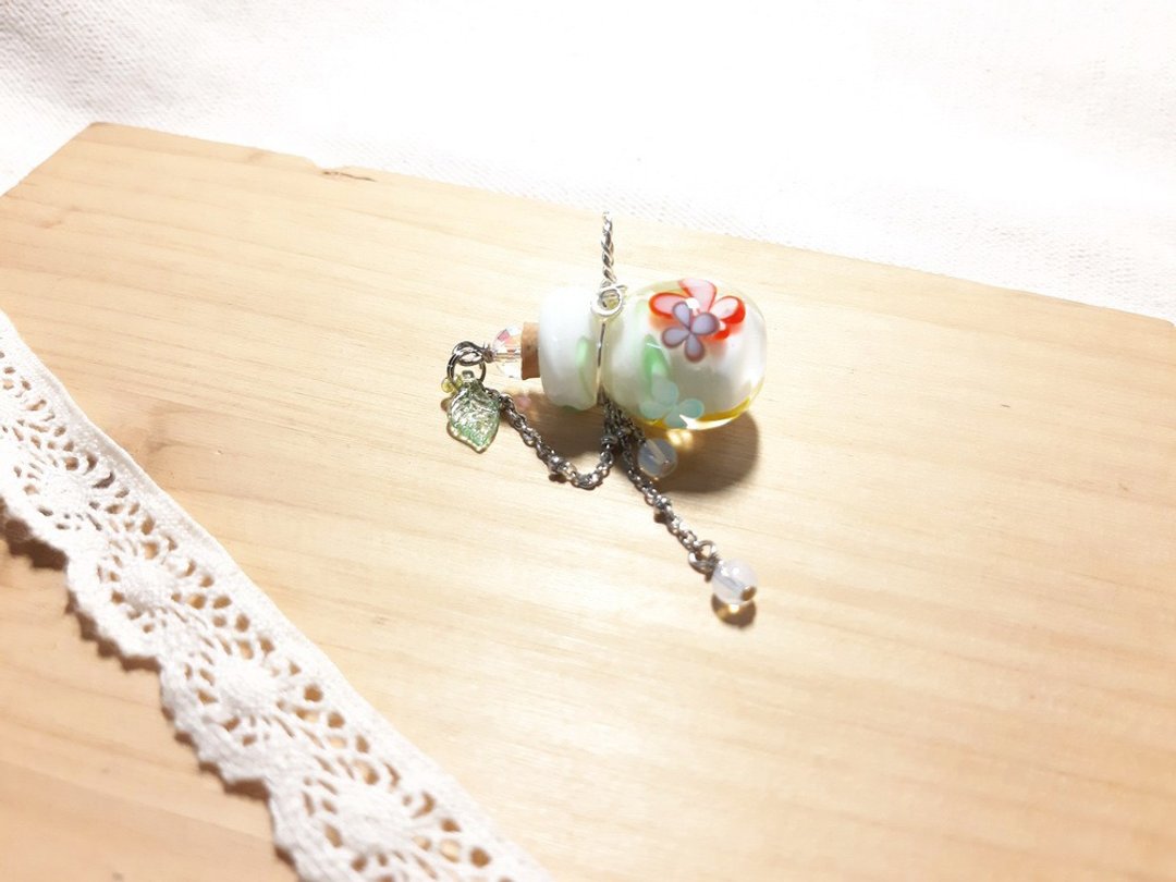 柚子林琉璃 - 精油瓶 花霏花 -彩虹花款 -双层花工法(圆身瓶) - 项链 - 玻璃 多色