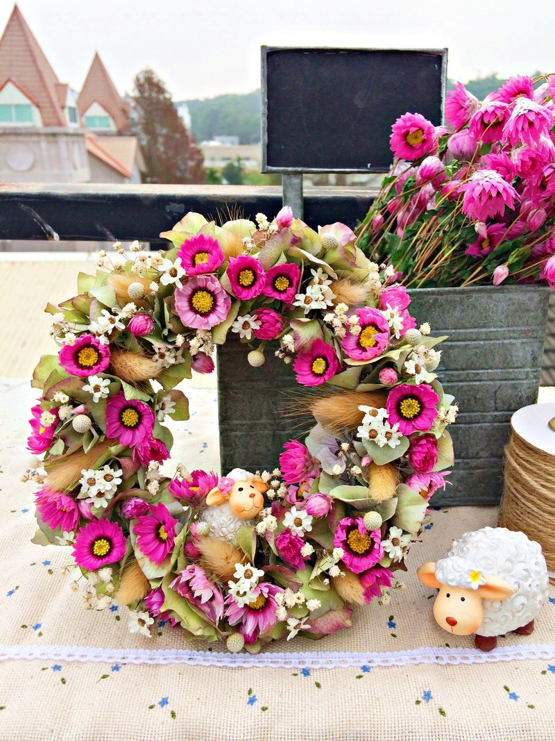 【春。花都开好了─绣球花圈儿】干燥花 婚礼小物 - 植栽/盆栽 - 其他材质 