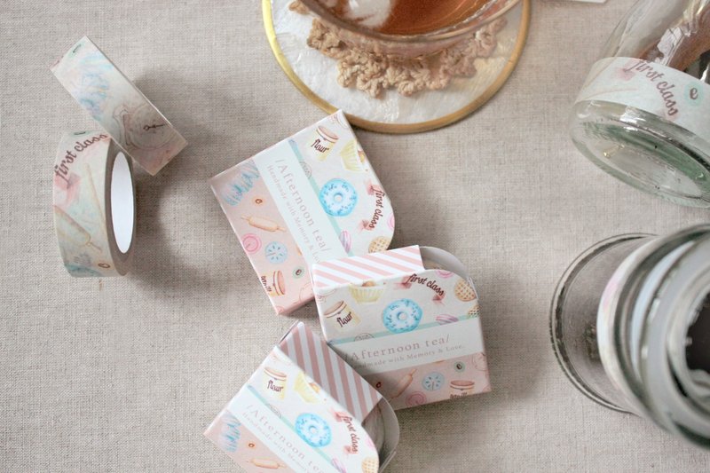 享受美味下午茶插画纸胶带+胶带台 - 纸胶带 - 纸 