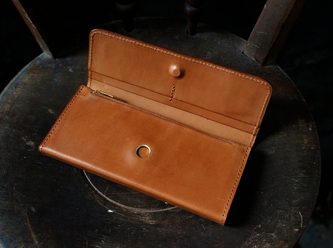 大收纳包/化妆包 big card case(可定制刻字) - 化妆包/杂物包 - 真皮 橘色