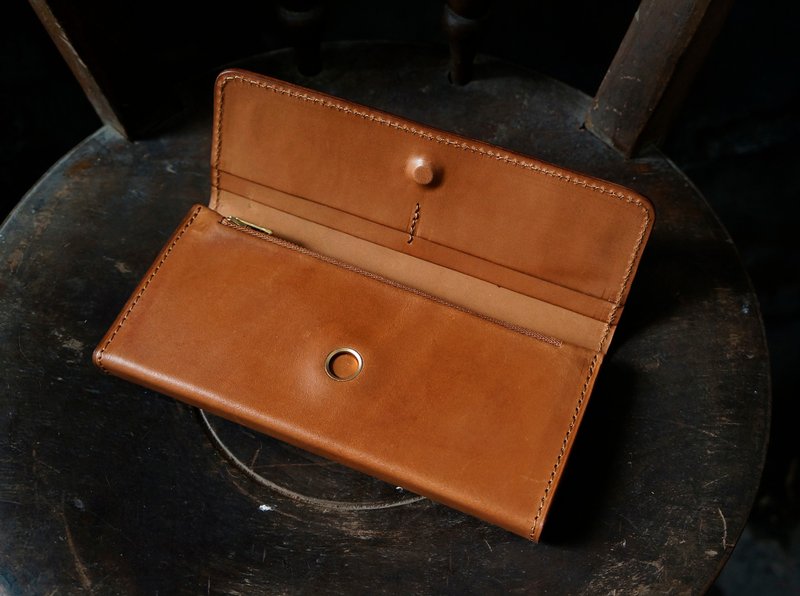 大收纳包/化妆包 big card case(可定制刻字) - 化妆包/杂物包 - 真皮 橘色