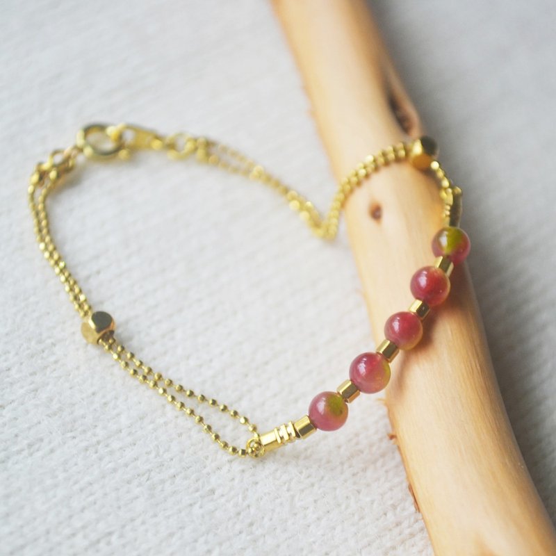温度－西瓜玉髓　［手链／礼物］ - 手链/手环 - 宝石 多色
