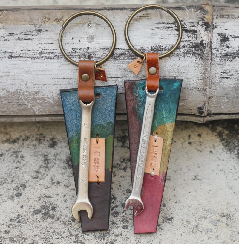 Dear U 成双成对扳手钥匙圈－一起美好 - 钥匙链/钥匙包 - 真皮 咖啡色