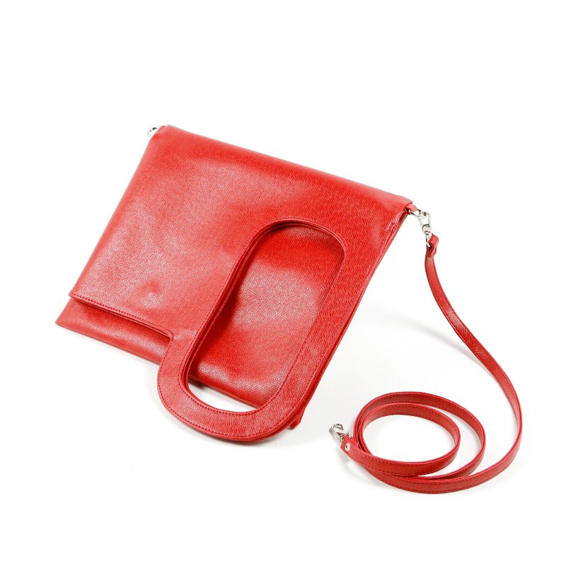 【Quote Studio】新版 Ａ４几何方块包：：红色：： - 侧背包/斜挎包 - 防水材质 黑色