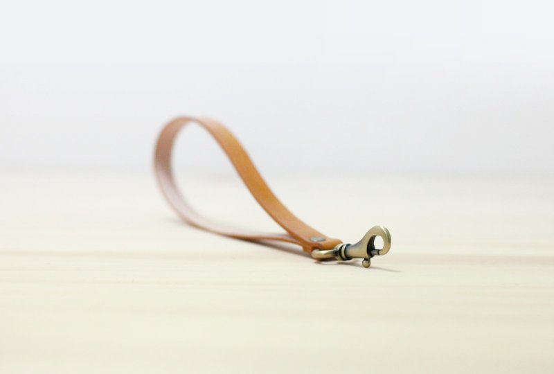 手腕皮革挂绳 / 手机相机短挂绳 (挂钩款) - 证件套/卡套 - 真皮 咖啡色