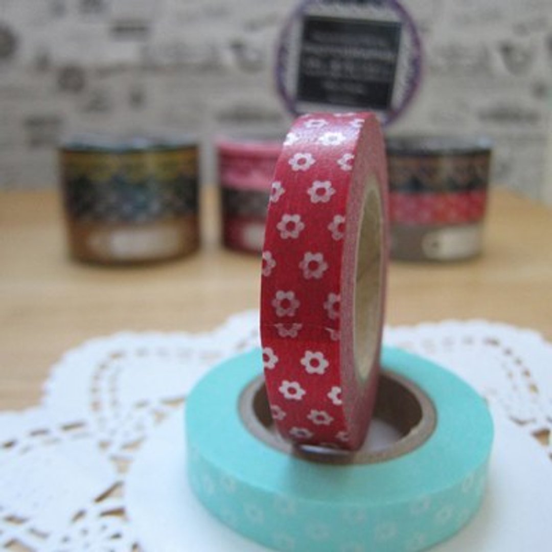 Marks Masking Tape 和纸胶带-单卷 相片装饰款(MKTS-113 小花-红) - 纸胶带 - 纸 红色