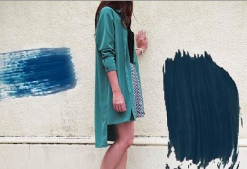 -独家设计-前短后长Normcore style衬衫/土耳其绿 - 女装衬衫 - 其他材质 绿色