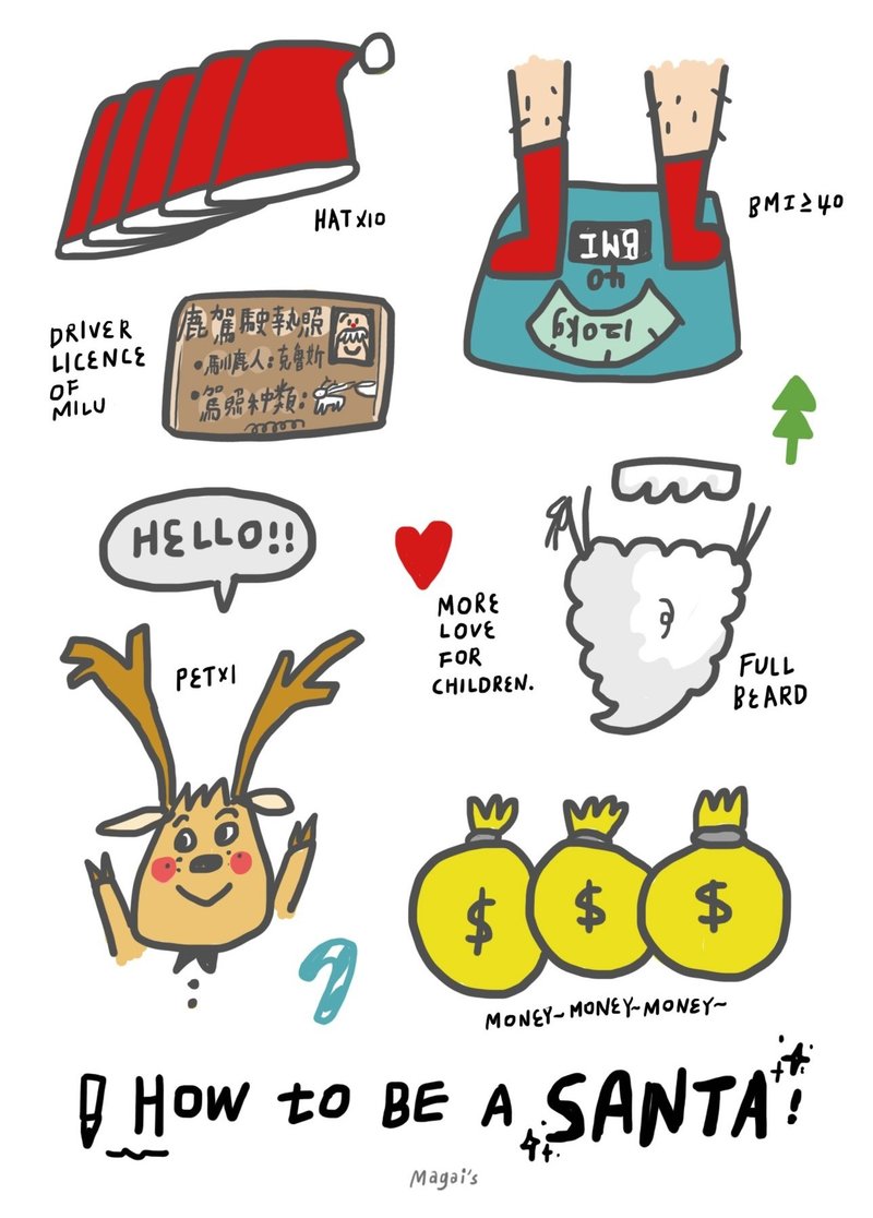 如何成为一位圣诞老人 /Magai's postcard - 卡片/明信片 - 纸 白色