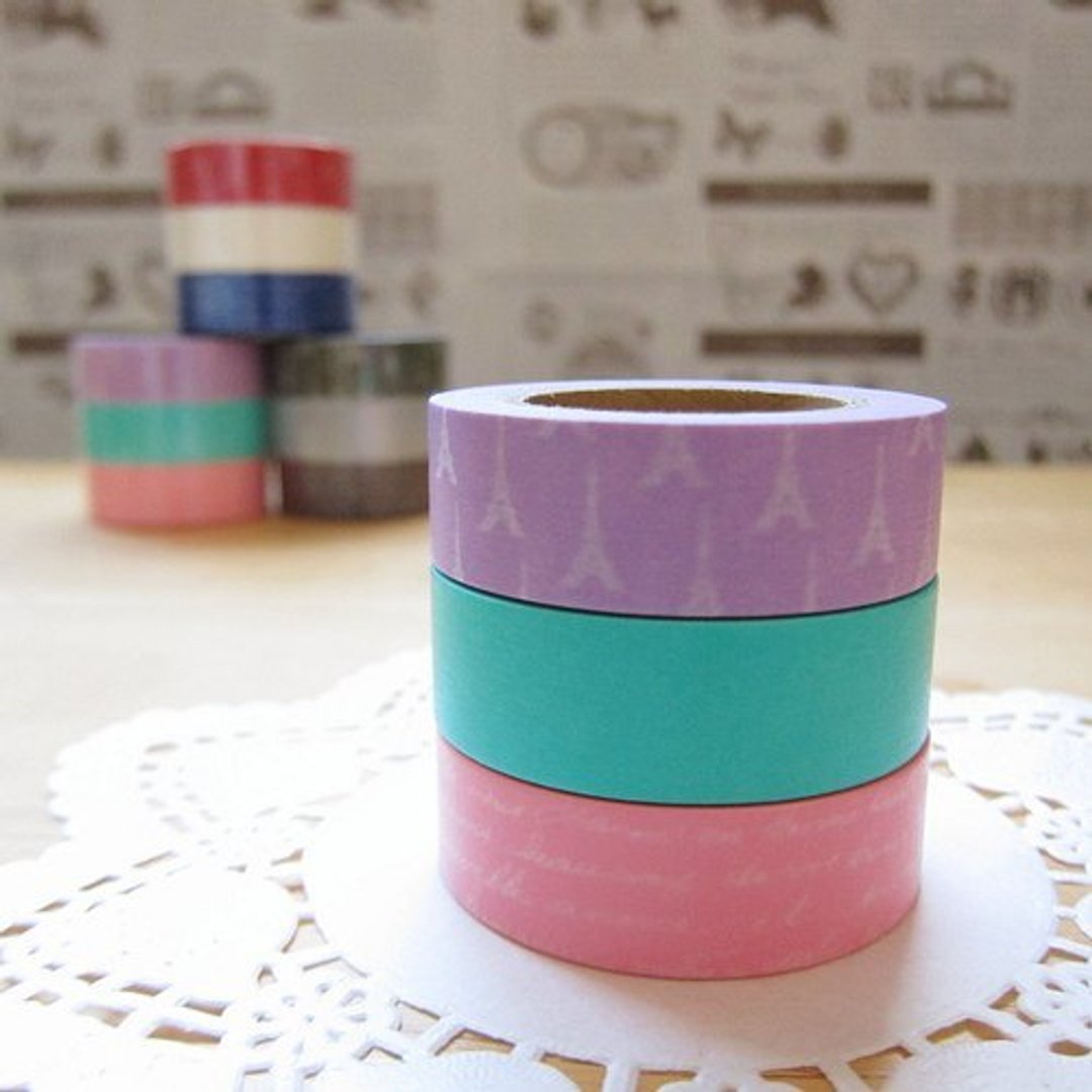 maste Masking Tape 和纸胶带 3卷装【巴黎铁塔-粉紫 (MSG-MKT01-PL)】 - 纸胶带 - 纸 紫色
