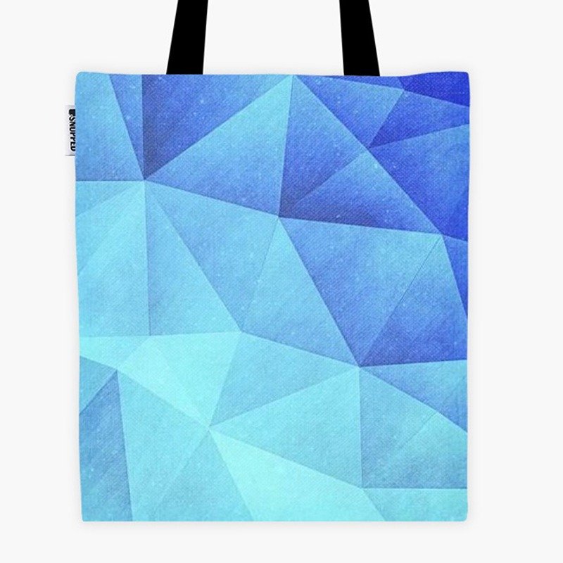 Filament - 帆布袋 - Abstract Polygon Multi Color Cubizm Painting in ice blue - 侧背包/斜挎包 - 防水材质 