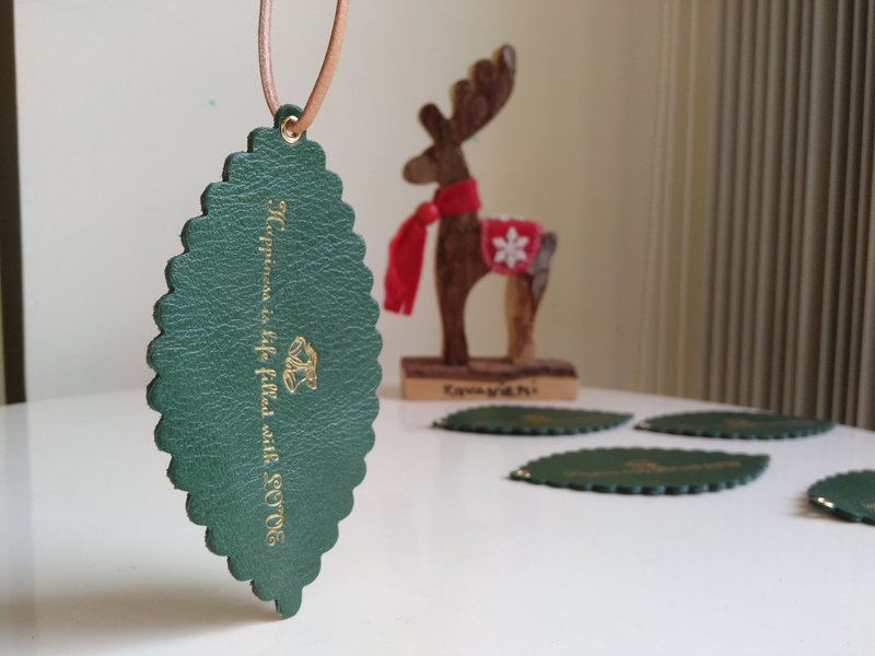 真皮皮革-旅人书签-吊饰-卡片牛皮墨绿-可免费打字服务 - 书签 - 真皮 绿色