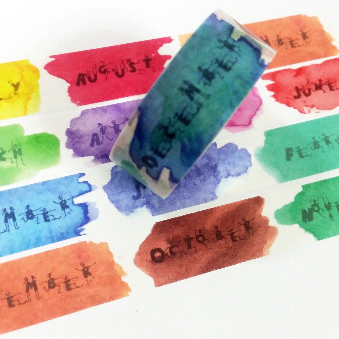 麒麟纸胶带 水彩月份 - 纸胶带 - 纸 