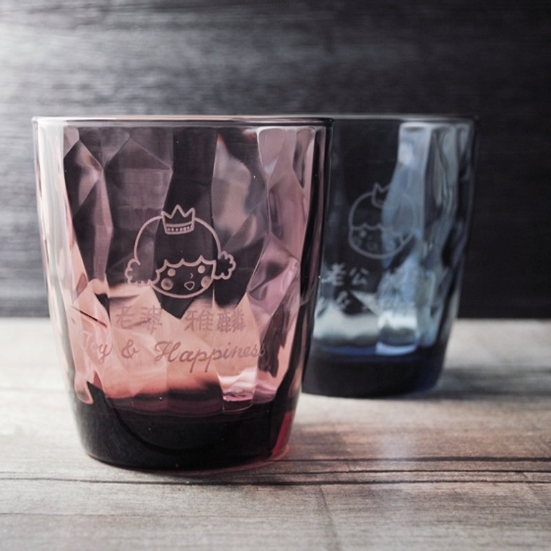 (一对价)390cc【MSA结婚纪念杯】王子公主 老公老婆 钻石对杯 意大利 Bormioli Rocco无铅彩色玻璃 100%健康无害 结婚礼物 - 酒杯/酒器 - 玻璃 紫色