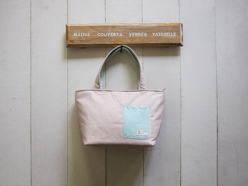 腊肠狗拉链开口帆布+前口袋托特包-小号(麦芽黄+薄荷) - 手提包/手提袋 - 其他材质 多色