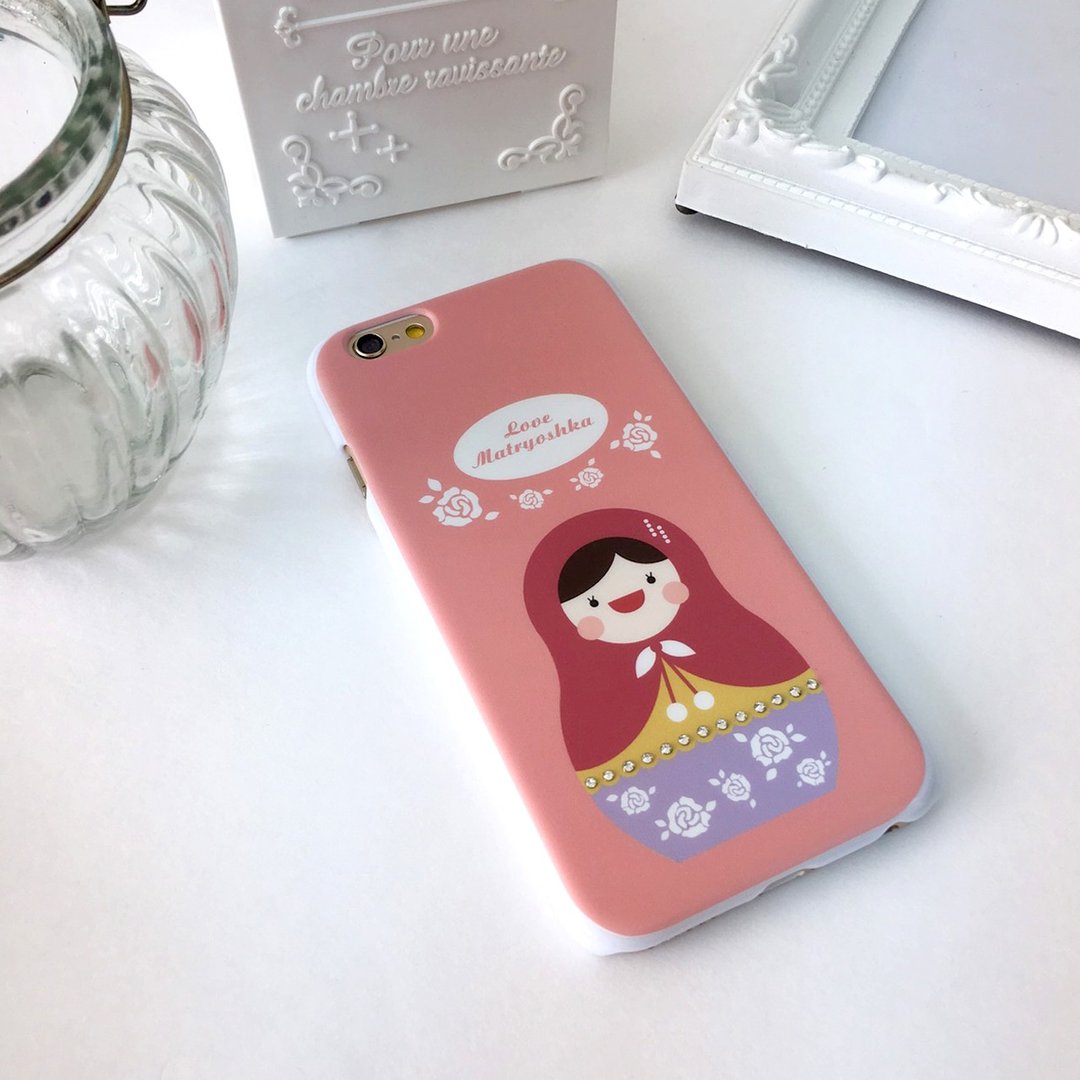 香港原创设计 Swarovski 水晶粉红色可爱俄罗斯娃娃iPhone 手机殻 - 手机壳/手机套 - 塑料 红色