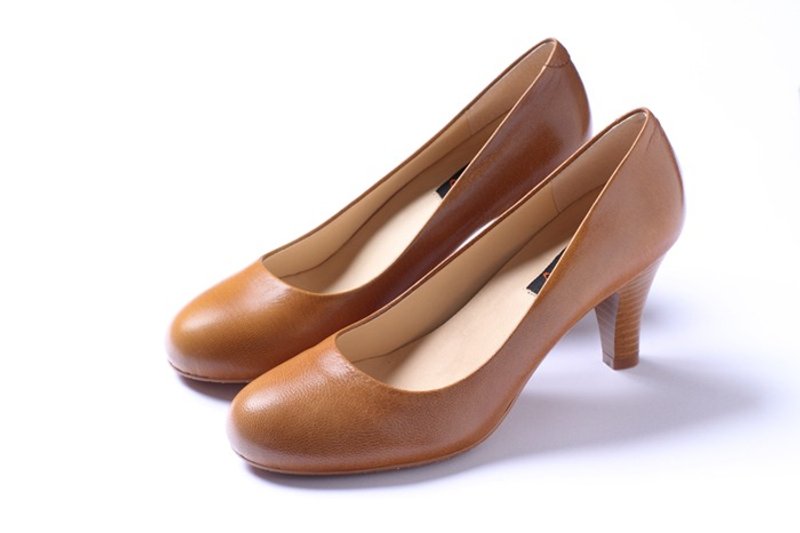 棕 优雅跟鞋 - 高跟鞋 - 真皮 咖啡色