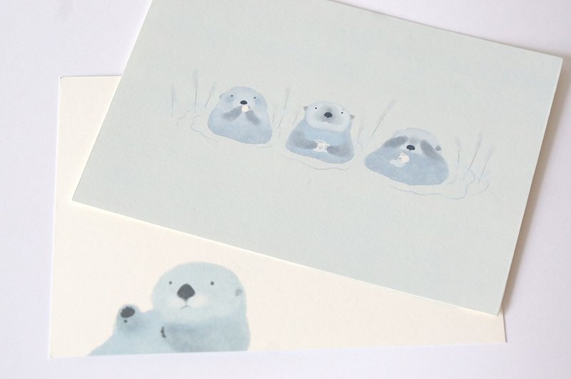 ［独角森林］茶友水獭明信片（单张双面） - 卡片/明信片 - 纸 