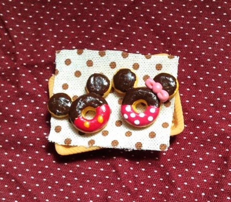 迪士尼配色系列 米奇米妮甜甜圈耳环组(可改耳夹式) ((满600随机送神秘小礼物)) - 耳环/耳夹 - 其他材质 多色