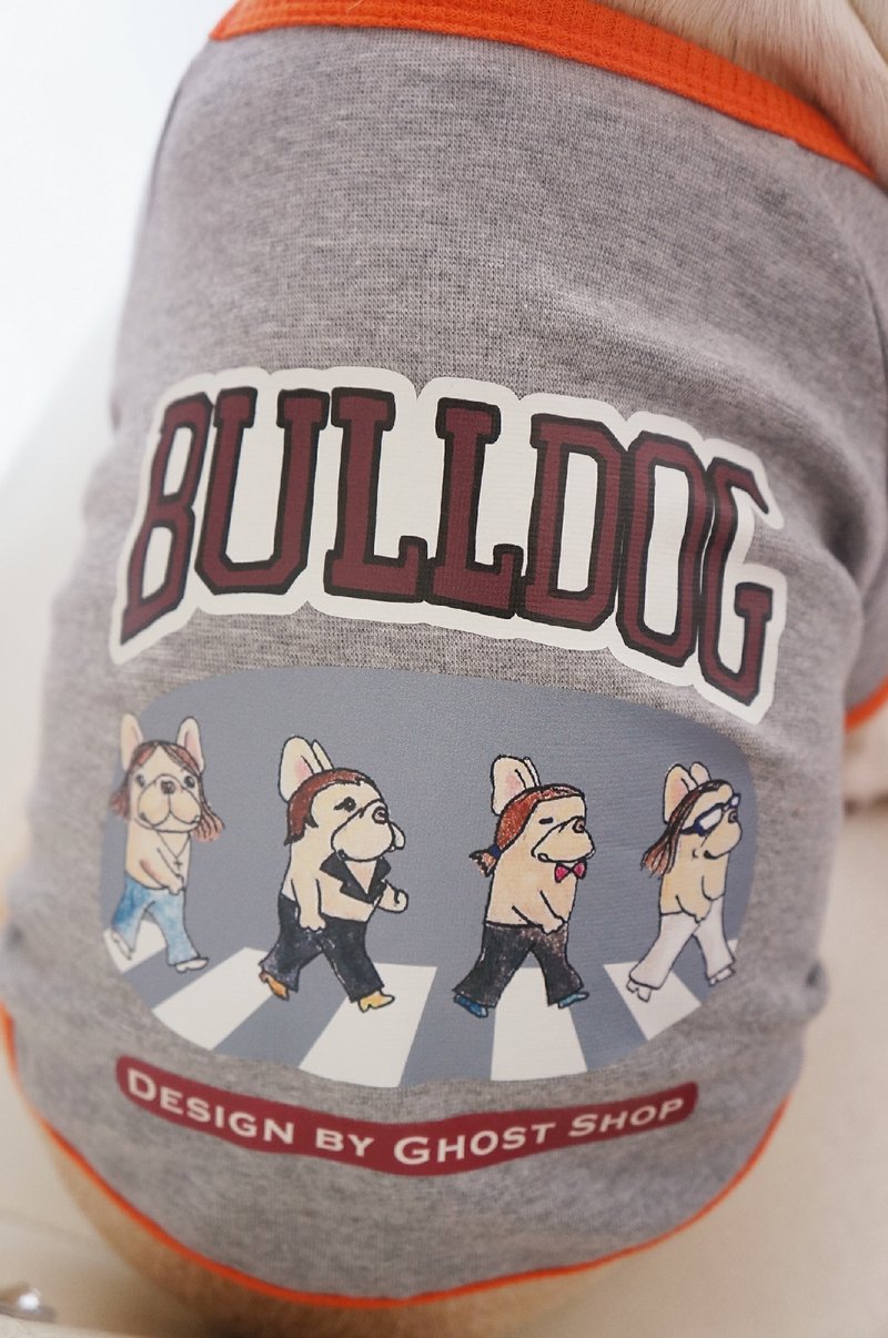 (售完)宠物衣-披头四法斗-橘滚边S - 衣/帽 - 其他材质 灰色