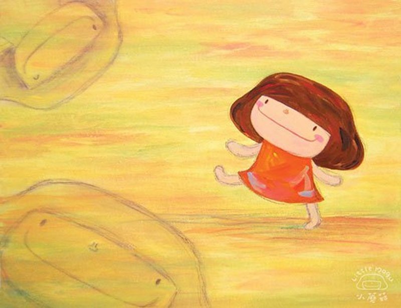 小蘑菇限量无框画-【大步走】 - 海报/装饰画/版画 - 其他材质 黄色