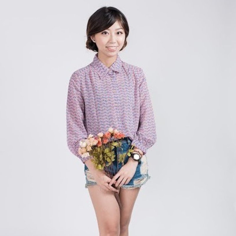 古着雪纺衬衫 | CS804 | 粉紫墙 - 女装衬衫 - 其他材质 紫色