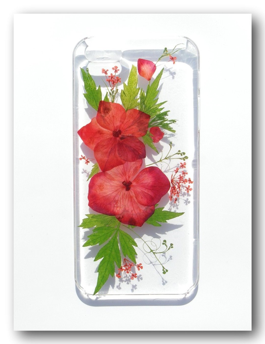 Anny's workshop 手作押花手机保护壳，适用于Apple iphone 5/5S,及 SE 绣球花系列之ㄧ - 手机壳/手机套 - 塑料 红色