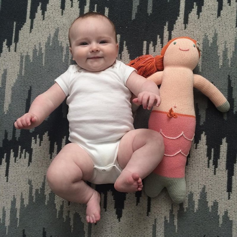 美国 Blabla Kids | 纯棉针织娃娃(大只) - 粉红美人鱼 - 玩具/玩偶 - 其他材质 粉红色