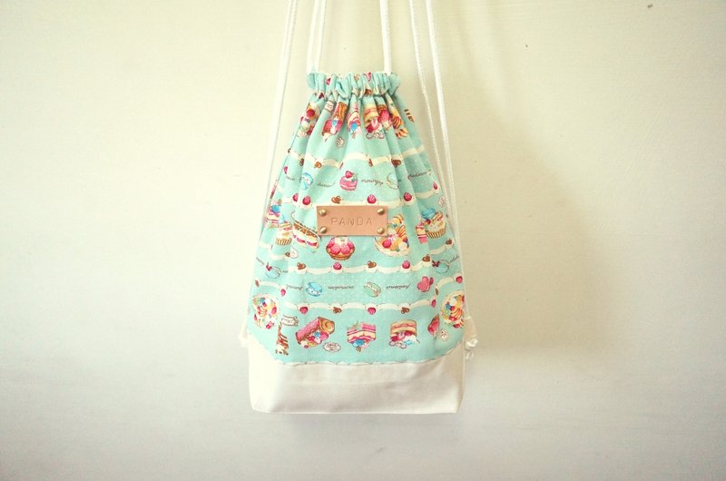 粉绿美味甜点儿(束口后背袋)/赠送免费打印名字皮标 - 束口袋双肩包 - 其他材质 绿色
