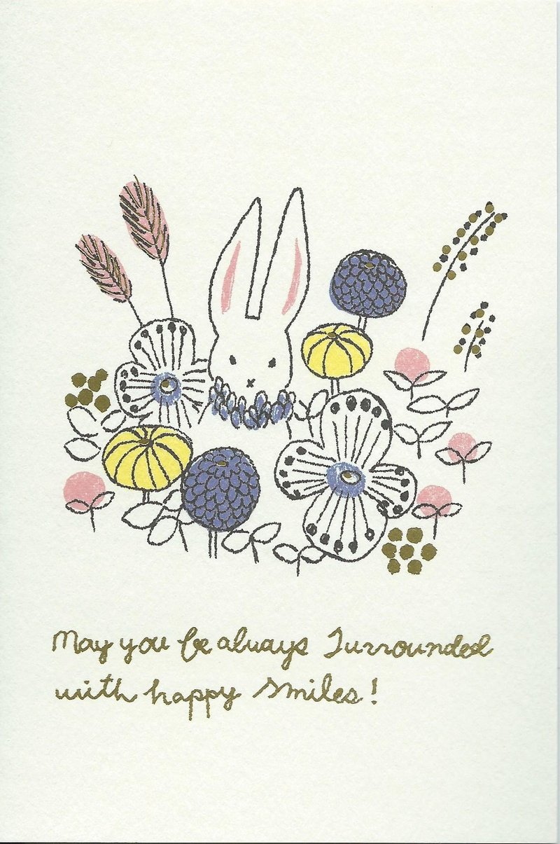 ● 野花与兔子 ● 明信片 - Apc4 - 卡片/明信片 - 纸 白色