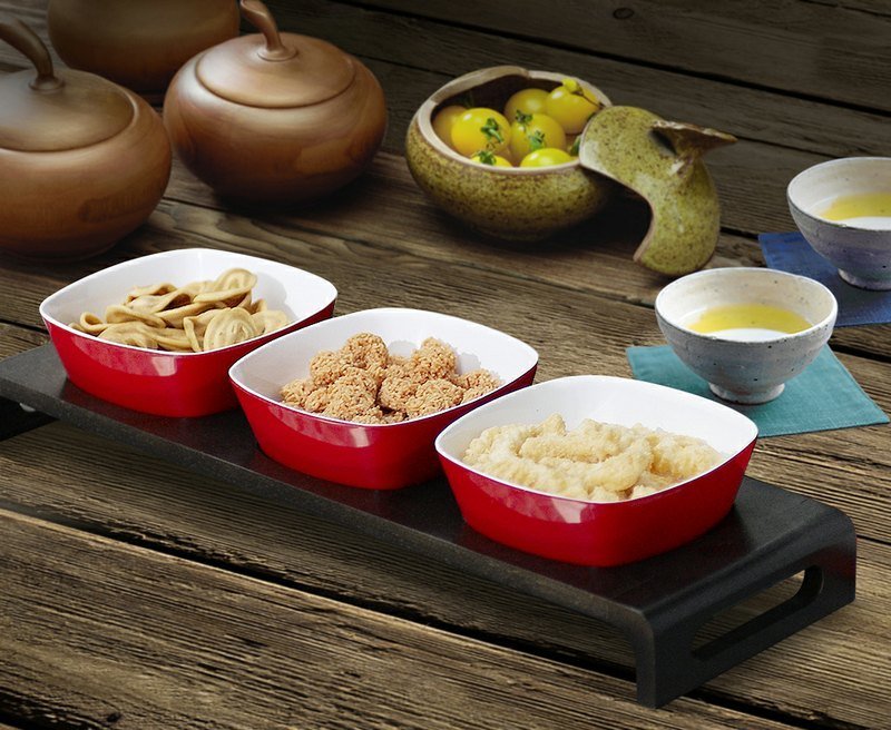 谈谈冰果室点心盘 黑色、红色 (3件组) - 浅碟/小碟子 - 塑料 红色