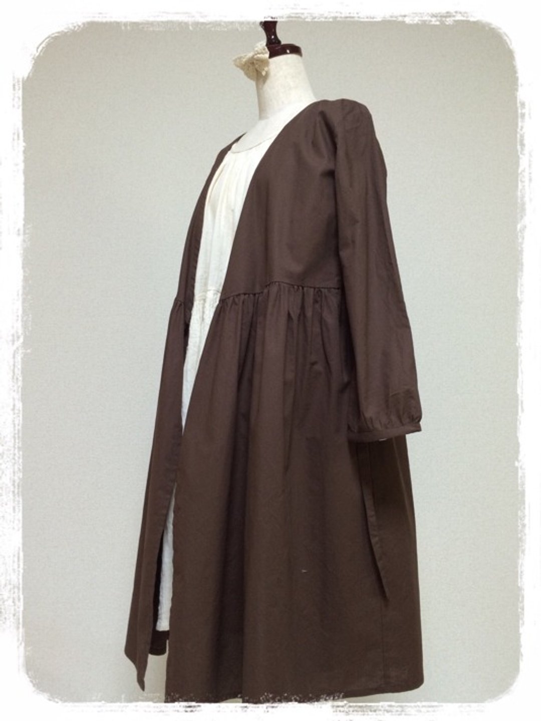 Ribbon knot Kashukuru Piece: Dark Brown - 女装休闲/机能外套 - 棉 咖啡色