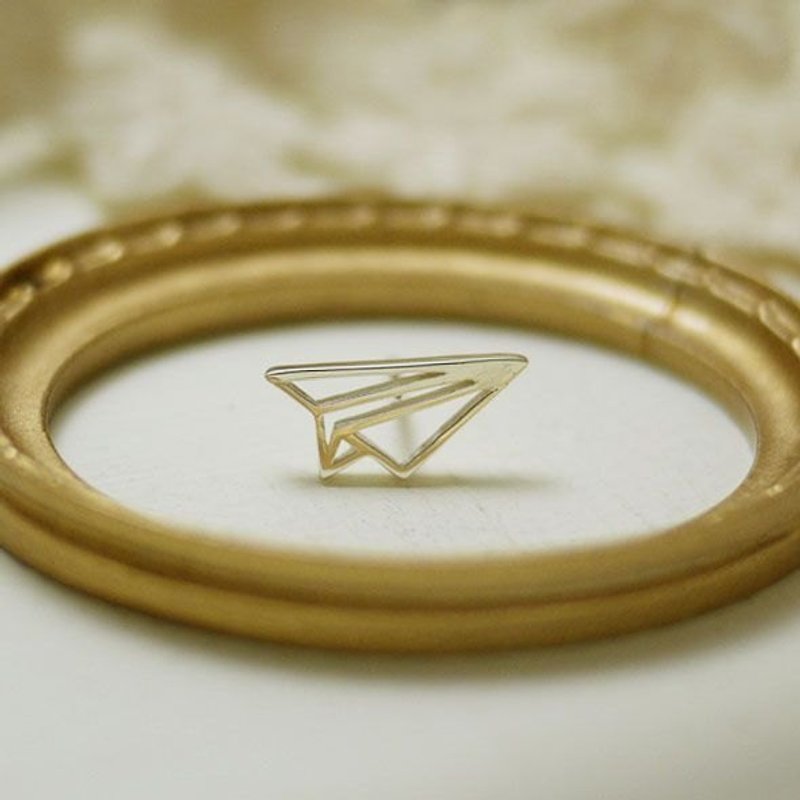 Georgia Tsao //纸飞机纯银耳针(单支) - 耳环/耳夹 - 其他金属 金色