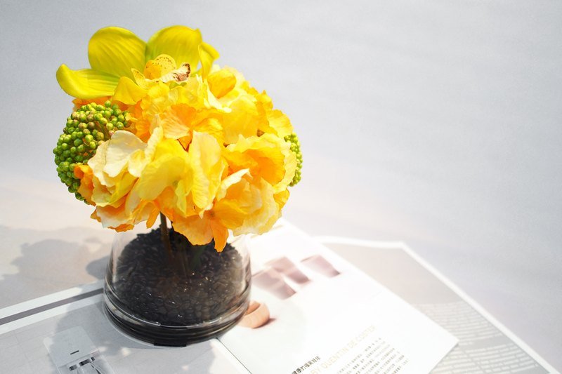 【假水人造花艺】绿东亚橘绣球花饰 - 植栽/盆栽 - 其他材质 橘色